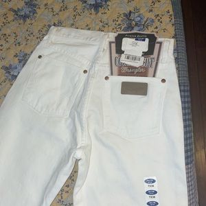 White bootcut wranglers